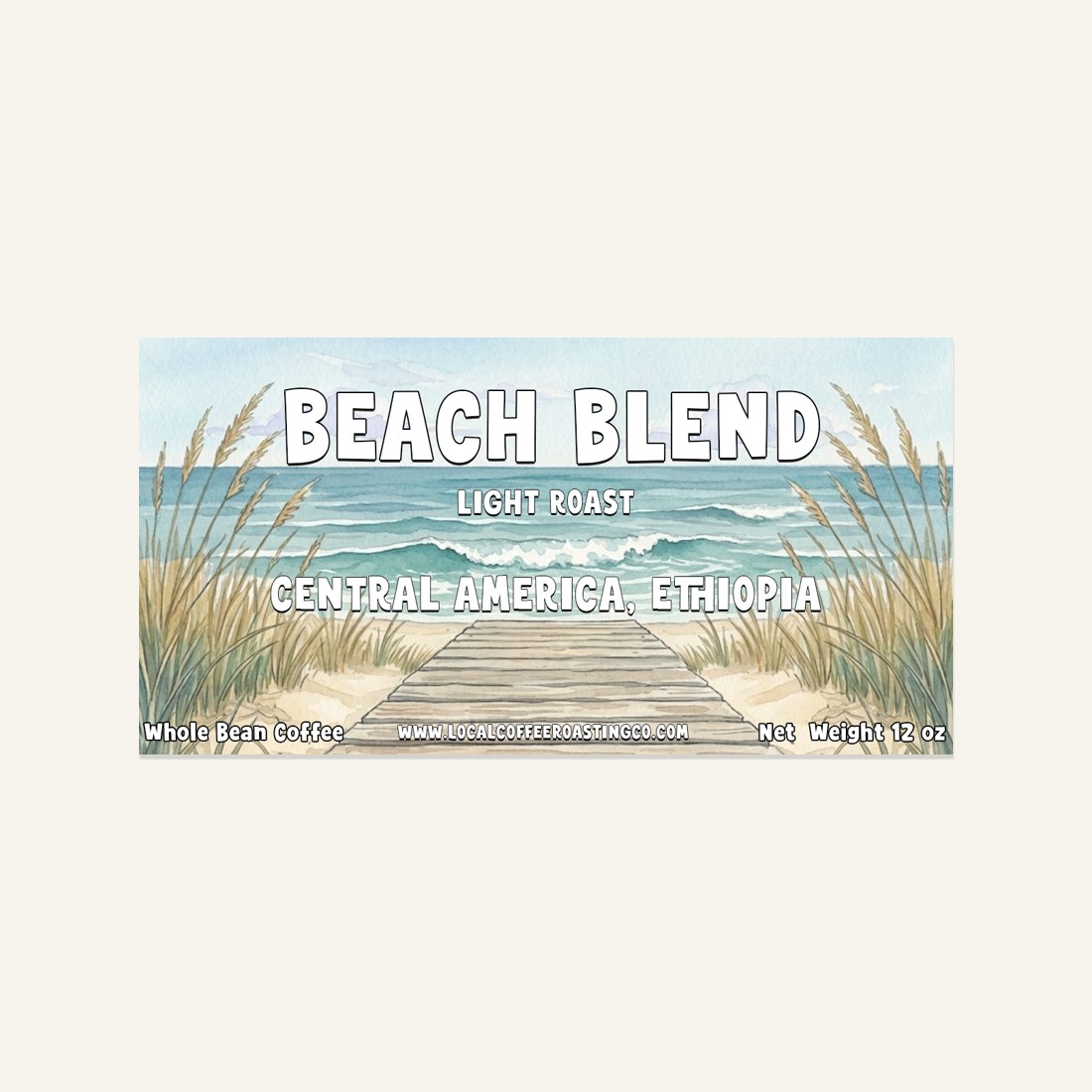 Beach Blend label