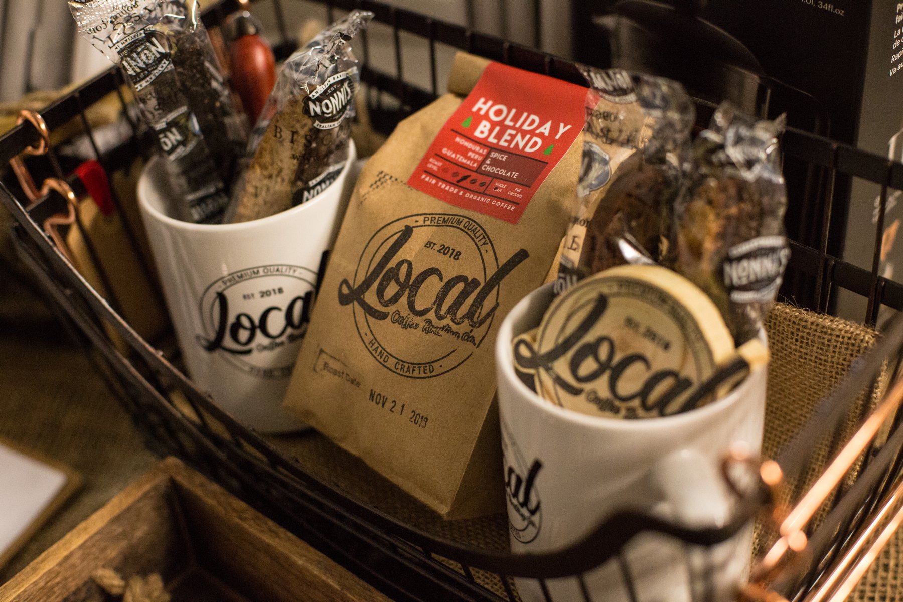 Local Coffee retail bags and mugs
